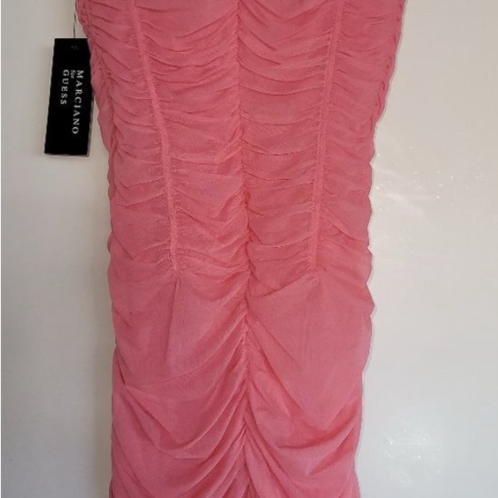 Marciano Strapless Dress in Vibrant Pink